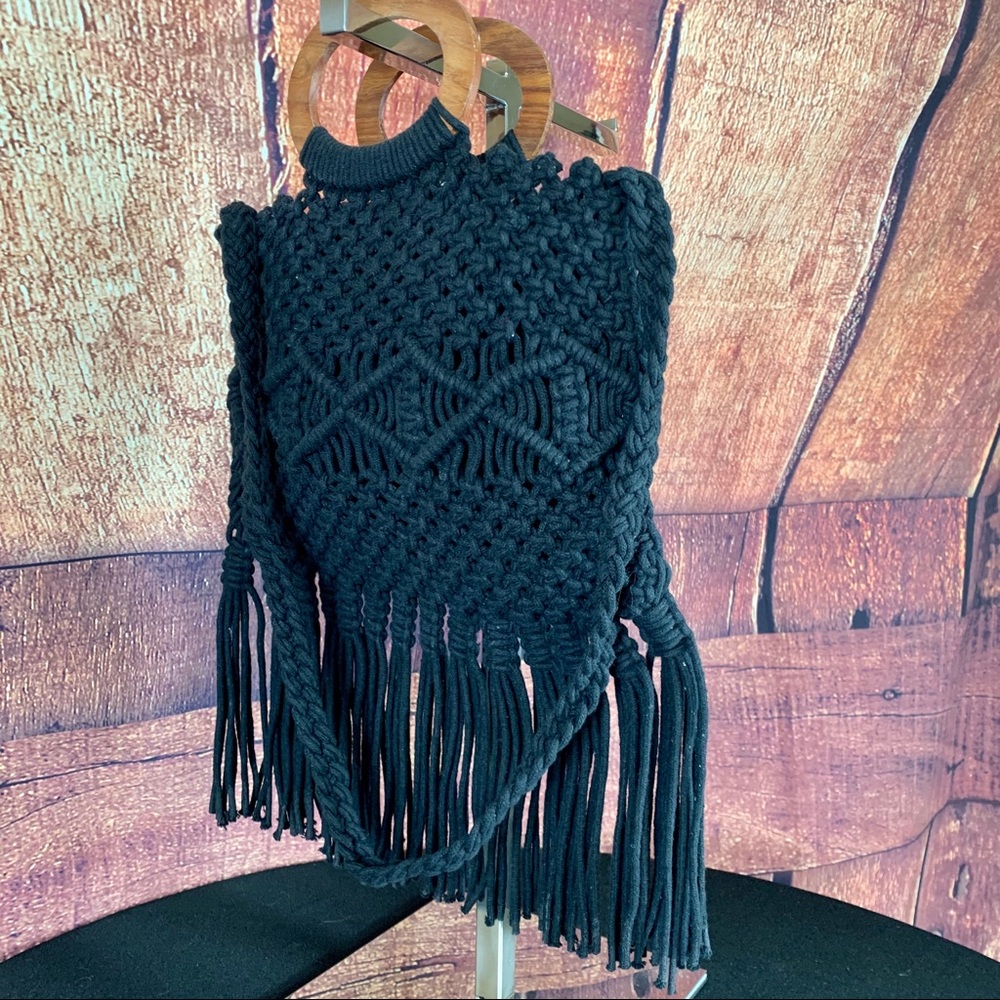Danielle Nicole Boho Style Macrame Bag W/Fringe - image 2
